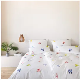 ELEGANTE Lovebirds Tiere Weiß 155 x 220 cm + 80 x 80 cm