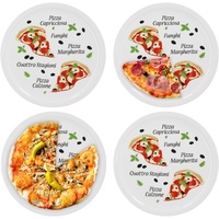4er Set Pizzateller Margherita groß - 30,5cm Porzellan Teller mit schönem Motiv - für Pizza / Pasta, den `großen Hunger` oder zum Anrichten geeignet
