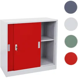 Aktenschrank Boston HWC-F41, Stahlschrank, mit Schiebet√oren 90x90x45cm ~ rot