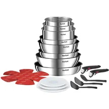 Tefal Ingenio Emotion On Topf und Pfannenset abnehmbarer Griff, mit Zubehör, stapelbar, platzsparend, Topfset Induktion Titanium 2X Antihaftversiegelung, einfache Handhabung und Reinigung, L897SK