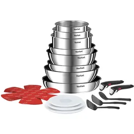 Tefal Ingenio Emotion On Topf und Pfannenset abnehmbarer Griff, mit Zubehör, stapelbar, platzsparend, Topfset Induktion Titanium 2X Antihaftversiegelung, einfache Handhabung und Reinigung, L897SK