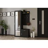 WFL GROUP Talia Garderobenschrank 100 x 35 x 180 cm Schwarz