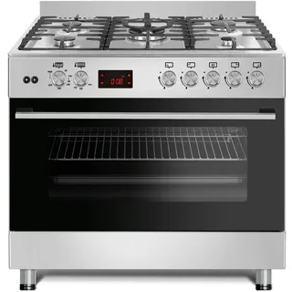 GASLINE GAG90PINEX Gas-Standherd 90cm Elektro&Gas Backofen, Umluft Drehspieß Erdgas 20mBar LPG 50mBar