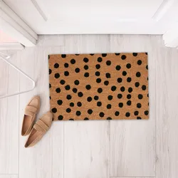 Relaxdays Fußmatte Kokos, gepunktet, BxT: 60 x 40 cm, Fußabtreter drinnen & draußen, rutschfeste Türmatte, natur/schwarz