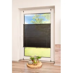 K-HOME Plissee »Klemmfix Pisa«, Lichtschutz, ohne Bohren, verspannt, Crushed-Optik, 50640820-6 schwarz