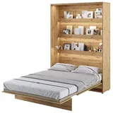 Schrankbett Bed Concept, Wandklappbett mit Lattenrost, V-Bett, Wandbett Bettschrank Schrank mit integriertem Klappbett Funktionsbett (BC-01, 140 x 200 cm, Artisan Eiche, Vertical)