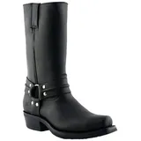 Grinder Unisex Renegade Schwarz Hallo Leder Cowboy Western Motorrad Stiefel 39 - 39 EU