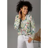 Aniston CASUAL Schlupfbluse mit Blüten und Blättern bedruckt grün|orange|rosa|rot|weiß 48 EU