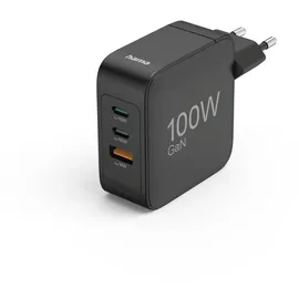 Hama USB Ladegerät 100W USB-C®, USB-C® Buchse (Power Delivery) Quick Charge 3.0, USB PD 3.0, Quick Charge 2.0 Schwarz GaN