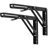 YUMORE Klappkonsole Schwerlast 300mm Regalträger Klappbar Schwarz - 2 Stück Metall Klappkonsolen Wand Tischhalter Klappregalhalterungen für DIY Klapp- tisch Bänke Regale Platzsparende, Max Load 330lbs