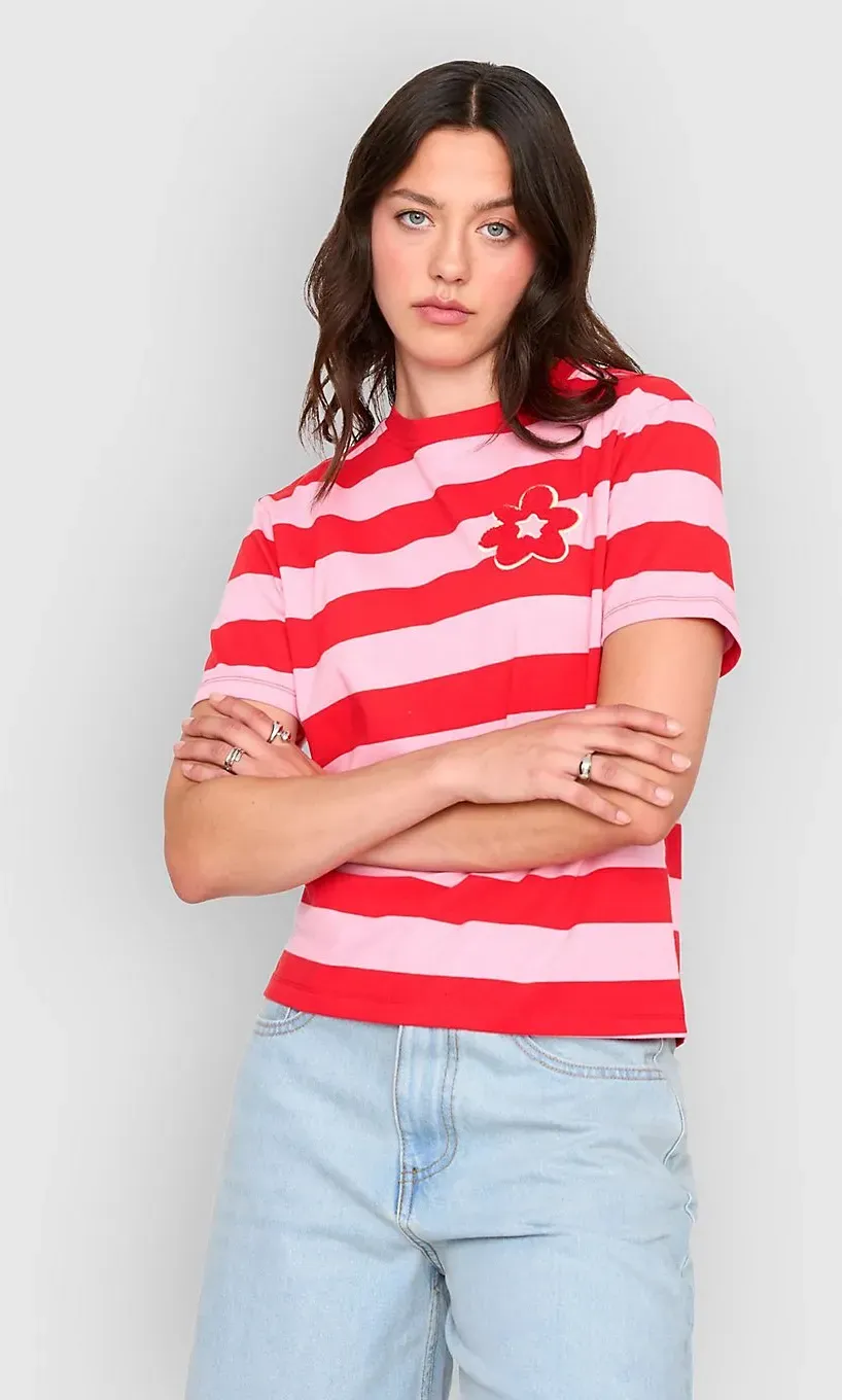 24 Colours 12481A Striped Flower T-Shirt pink Gr. M