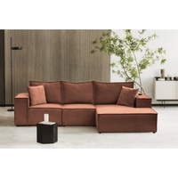 Fun Möbel Ecksofa Sofa ALVARO inkl. QI Ladegerät Stoff, Opera Velvet Altrosa Ottomane Recht