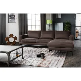 KAWOLA Sofa BLOOM Ecksofa Leder dunkelbraun
