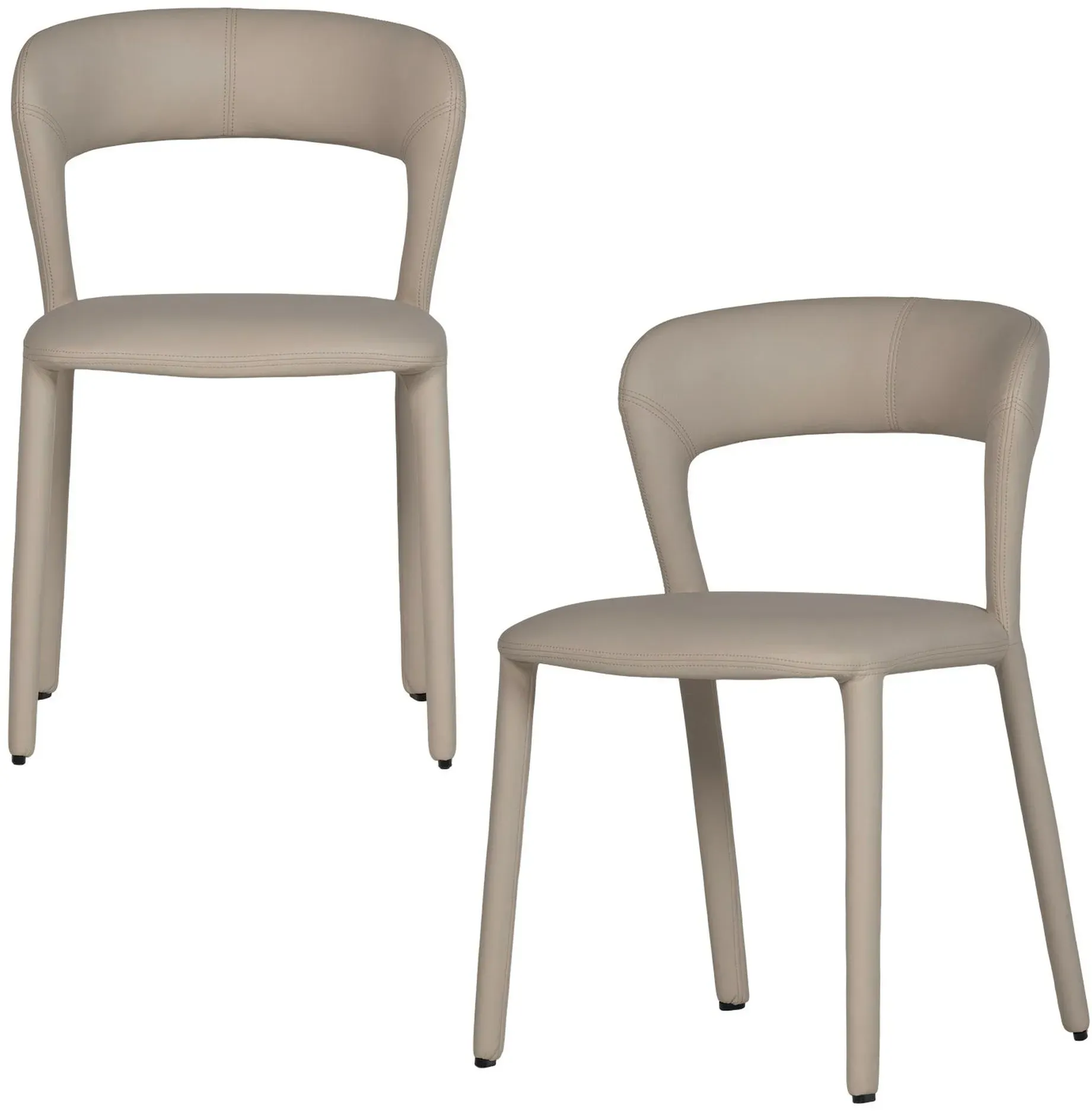 Esszimmerstuhl Noble 2er-Set, Kunstleder modern gepolstert, Beige, komfortables Design