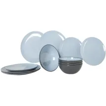 gimex Vivid Line Geschirrset, 12-teilig, grau/blau