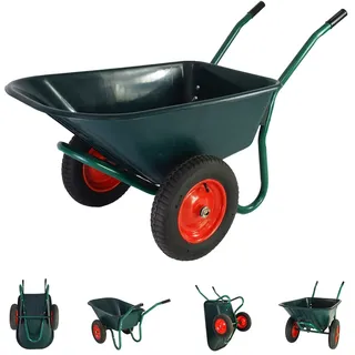 Trutzholm 2-Rad Schubkarre 100 L 160 kg Gartenschubkarre Lufträder Stahlfelge kippsicher Kunststoffwanne