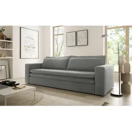 furn.design Schlafsofa hellgrau Cord Sofa 3-Sitzer mit Bettfunktion 3er-Sofa 244 cm Pesaro