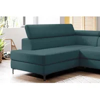 99rooms Parker Ecksofa Velours Jasmine Türkis Links ohne Schlaffunktion