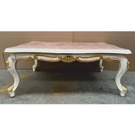 Casa Padrino Luxus Barock Couchtisch Weiß/Braun/Gold 120 x 83 x 50 cm
