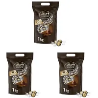 Lindt LINDOR Schokoladen Kugeln extra dunkel | ca. 80 Kugeln Edelbitterschokolade | Dunkle Schokolade mit 70% Kakao | Großpackung, Pralinen-Geschenk, 1kg (3er Pack)