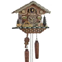 Trenkle -Kuckucksuhr Quarz Laufwerk Schwarzwaldhaus Holzhacker mit Beleuchtung 25cm- 7203 QM HZZG