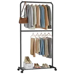 SONGMICS Rollgarderobe schwarz Metall 91,0 x 194,0 cm