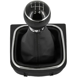 RECAMBO Schalthebel Schaltknauf, Schaltsack, Wahlhebel, Kappe für VW Golf 5 + 6, 2003-2016, Plug & Play, Auto Schalthebel Schaltmanschette, schwarz - chrom schwarz Knauf + Sack 6 Gang