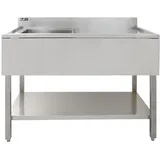 MonsterShop Edelstahl Spülbecken Gastrospüle 1 Becken links 120cm x 60cm x 90cm