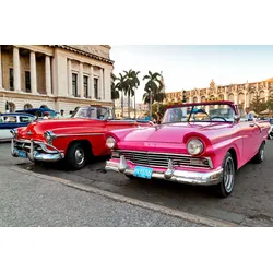 Fototapete PAPERMOON "Havana Oldtimers", bunt (mehrfarbig), B:4m L:2,6m, Vlies, Tapeten