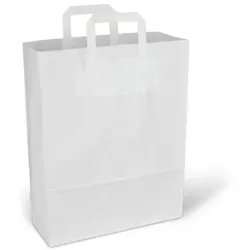 250 Papiertragetaschen Einkaufstüten Papier mit Flachhenkel weiß 32x17x44cm 80g/m2
