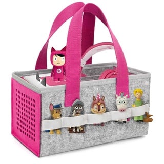 Lucky Sign - Musikbox Tasche für Toniebox Tragbar Toniebox Transporttasche für Figuren und Box samt Zubehör Aufbewahrung Leichtes Gewicht und große Kapazität, 26X14X14cm - Rosa