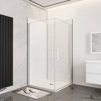 80x90x185cm Duschtrennwand Drehtür Glastür Nischentür Duschtür Duschkabine weiß matt mit duschtasse - Weiß/Transparent