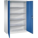 C+P Werkzeugschrank mit Drehtüren, innen 4 Böden, H1950xB1200xT600mm Front Enzianblau Korpus Lichtgrau