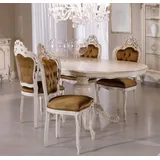 Casa Padrino Esszimmer-Set Luxus Barock Esszimmer Set Braun / Cremefarben / Silber - 1 Barock Esstisch & 6 Barock Esszimmerstühle - Esszimmer Möbel im Barockstil - Luxus Qualität - Made in Italy