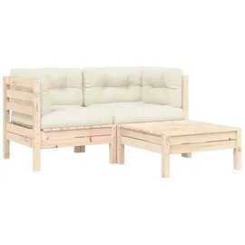 vidaXL Garten-Lounge-Set 3-tlg. creme Kiefer