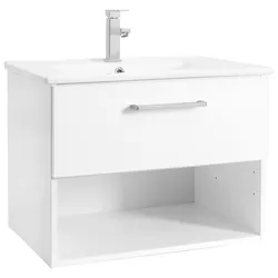 Waschtisch OPTIFIT "Napoli", weiß (weiß glanz, weißsgl), B:65cm H:50,5cm T:45cm, Holzwerkstoff, Waschtische, mit Soft-Close-Funktion und Rollen, Breite 65 cm
