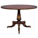 Casa Padrino Luxus Barock Esstisch Braun / Schwarz / Gold - Runder Massivholz Esszimmertisch im Barockstil - Barock Esszimmer Möbel - Luxus Esszimmer Möbel im Barockstil - Edel & Prunkvoll