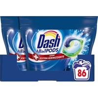 Dash Pods Waschmaschine aus Kapseln, 86 Waschgänge (2 x 43), extra hygienisch, Maxi-Größe, gegen Schmutz und Bakterien für eine saubere, hygienische Wirkung auch bei niedriger Temperatur