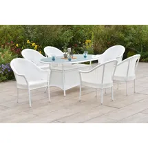 Merxx Bamberg Set 7tlg. 6 Stapelsessel, weiß 1 Tisch