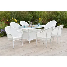 Merxx Bamberg Set 7tlg. 6 Stapelsessel, weiß 1 Tisch