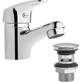 BADLAND Waschtischarmatur Wasserhahn Kleine AVA Mischbatterie für Badezimmer in Silber
