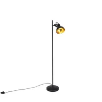 QAZQA Industrielle Stehlampe schwarz mit Gold 1-Licht - Tommy