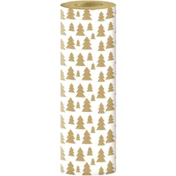 Clairefontaine Geschenkpapier, Tiny Rolls Kraft 70g, 50x0,35m, braune Tannenbäume, weiß - Weiß 223924C