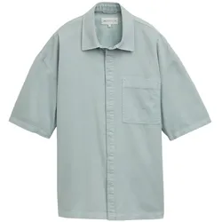 TOM TAILOR DENIM Herren Overshirt Hemd mit kurzen Ärmeln, blau, Uni, Gr. XL