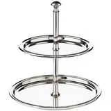 Edzard Etagere mit 2 Ebenen, rund, Fadenrand, edel versilbert, Höhe 22 cm - Silber