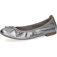 CAPRICE Damen Ballerinas aus Leder mit Schleife, Silber (Silver