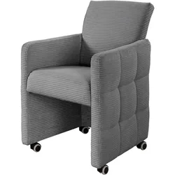 Esszimmersessel EXXPO - SOFA FASHION "Barista, Loungesessel auf Rollen mit hoher Bodenfreiheit", grau, B:64cm H:90cm T:72cm, Sessel