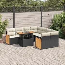 vidaXL Garten-Lounge-Set 9-tlg. schwarz/weiß