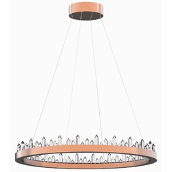 Casa Padrino Luxus LED Kronleuchter Kupfer Ø 85 cm - Runder dimmbarer Edelstahl Kronleuchter mit Kristallglas - Wohnzimmer Kronleuchter - Schlafzimmer Kronleuchter - Luxus Möbel
