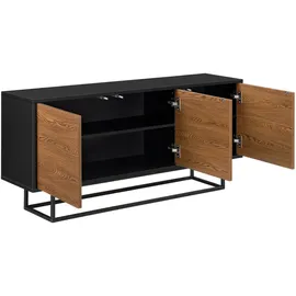 [en.casa] Sideboard Boxholm 120x30x55cm Schwarz/Dunkler Holzton